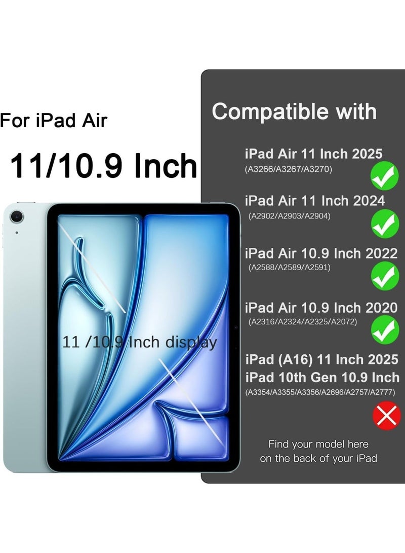 جراب لجهاز iPad Air مقاس 11 بوصة (2025 M3/2024 M2/Air 7 6 5 4) (2025/2024/2022/2020) مقاس 10.9 بوصة، مزود بحامل قلم Apple Pencil، وغطاء ذكي، ويدعم شحن قلم Apple Pencil، وخاصية التشغيل/الإيقاف التلقائي. - Image 2